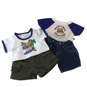 Build A Bear Clothes Tropical Island Surf Shirt Green Cargo Shorts Denim Pants